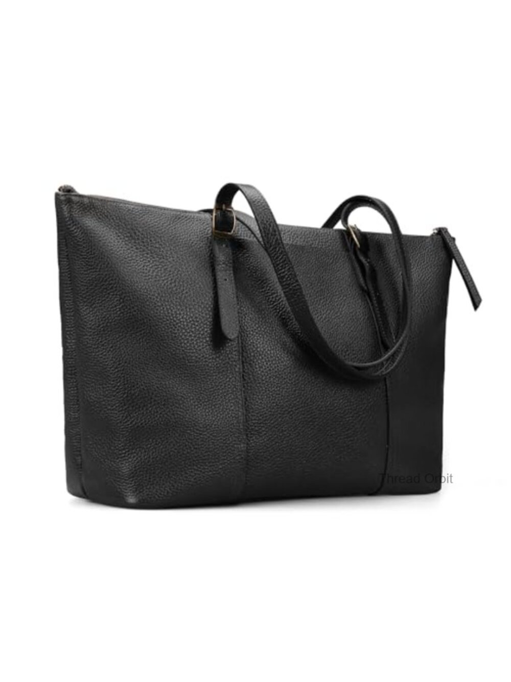 Genuine Leather Work Tote Bag with Zipper, Laptop Compartment, Large